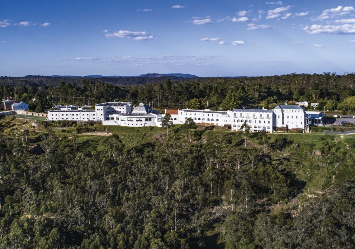 Aerial view of the Hydro Majestic Hotel, Medlow Bath in the Blue Mountains