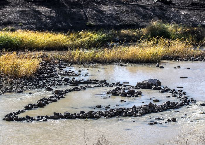 Brewarrina Fish Traps, Brewarrina Stones in the Barwon River that form the ancient Aboriginal Brewarrina Fish Traps