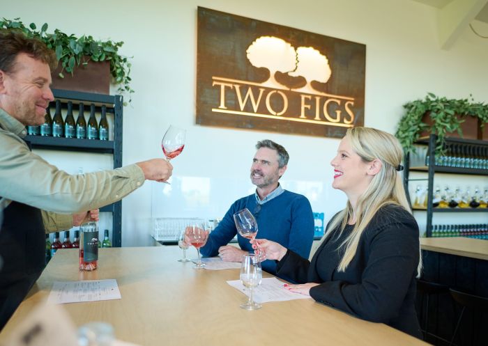 Two Figs Winery, Berry Couple enjoying wine tasting at Two Figs Winery, Berry