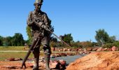 A bronze statue in the Cobar Miners Heritage Park