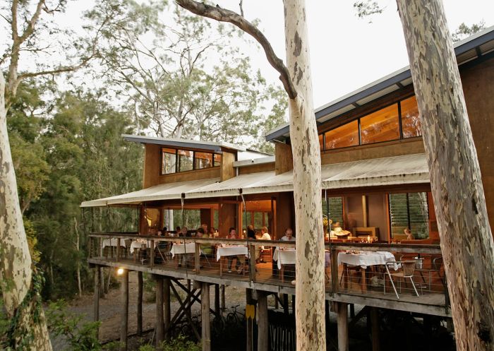 The Gunyah at Paperbark Camp, Jervis Bay - Credit: Dick Sweeney Outdoor dining at the Gunyah treetop dining room at Paperbark Camp, Jervis Bay