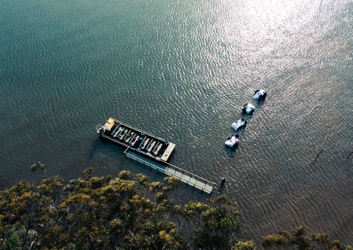 Aerial shot over Sydney Oyster Farm, Hawkesbury