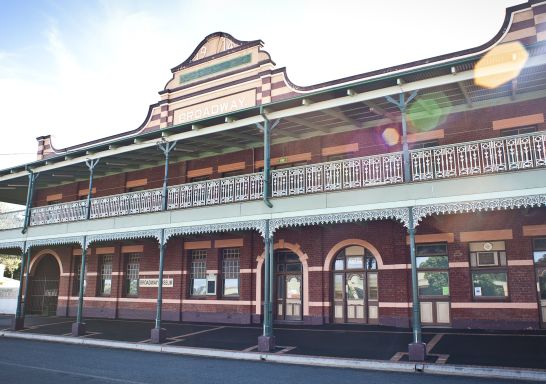 Exterior view of the two-storey Broadway Museum in Junee, NSW