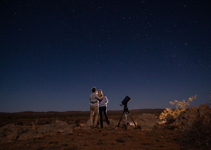 Outback Astronomy, Broken Hill Couple star gazing beneath the Milky Way at Outback Astronomy, Broken Hill