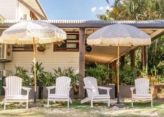 Outdoor setting at Wake Up! Byron Bay